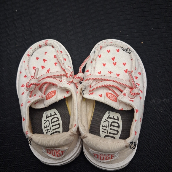 Hey Dude Other - Hey Dude Kids Shoes - White with Red Hearts